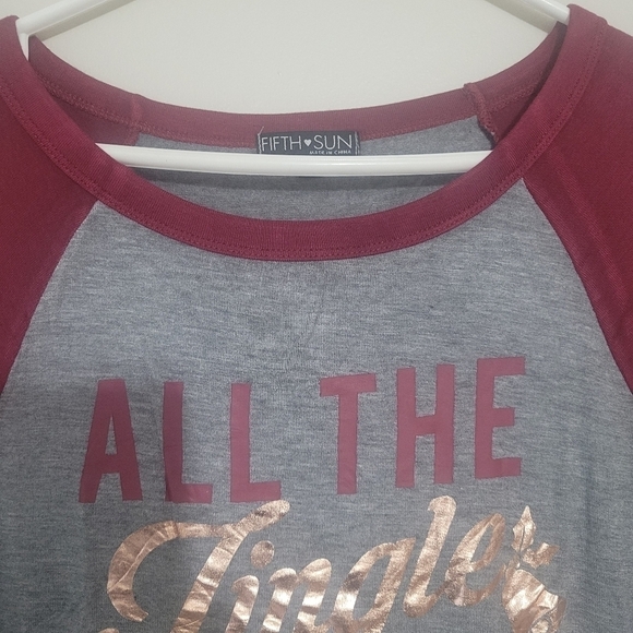 Women grey and burgundy All the Jingle Ladies Christmas Shirt size M - Picture 3 of 6